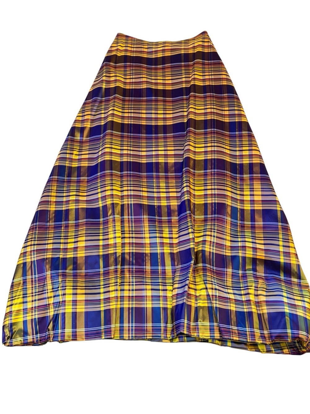 Vibrant Yellow & Blue HOLT RENFREW Plaid Maxi Skirt
